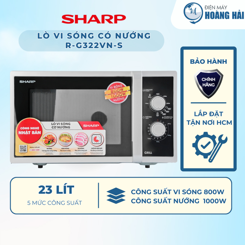 R-G322VN-S | Lò vi sóng có nướng Sharp R-G322VN-S - Hàng chính hãng