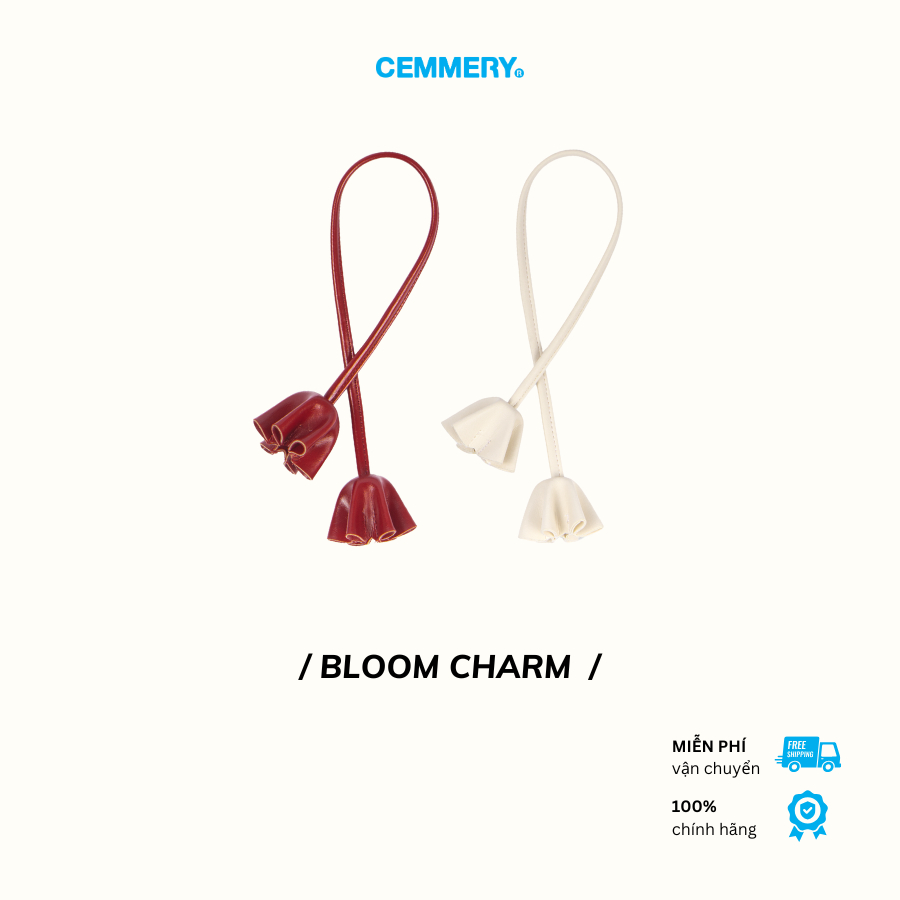 Charm Treo Túi CEMMERY Local Brand Chính Hãng Bloom Charm Hoa Da Microfiber Cao Cấp | BigBuy360 - bigbuy360.vn