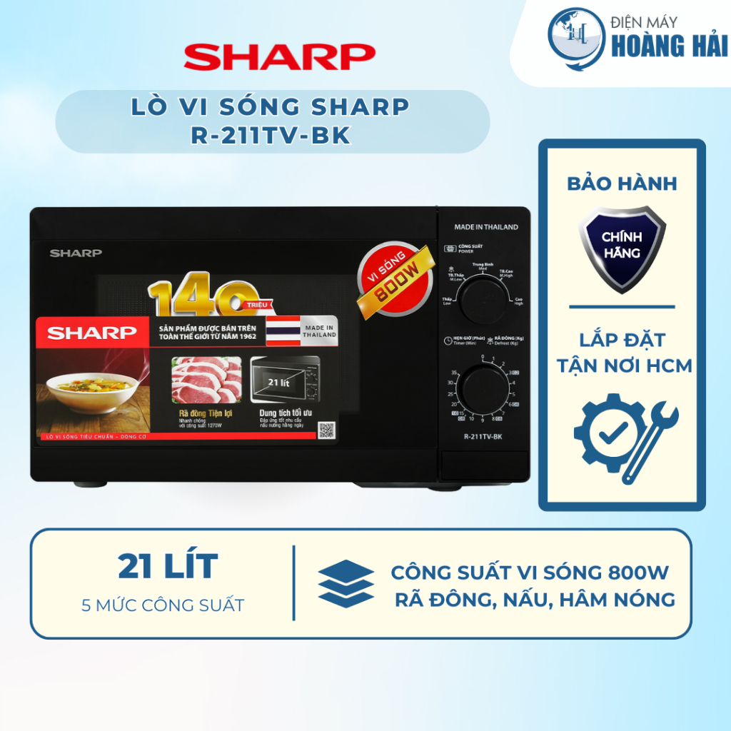R-211TV-BK | Lò vi sóng Sharp R-211TV-BK 21 lít - Hàng chính hãng