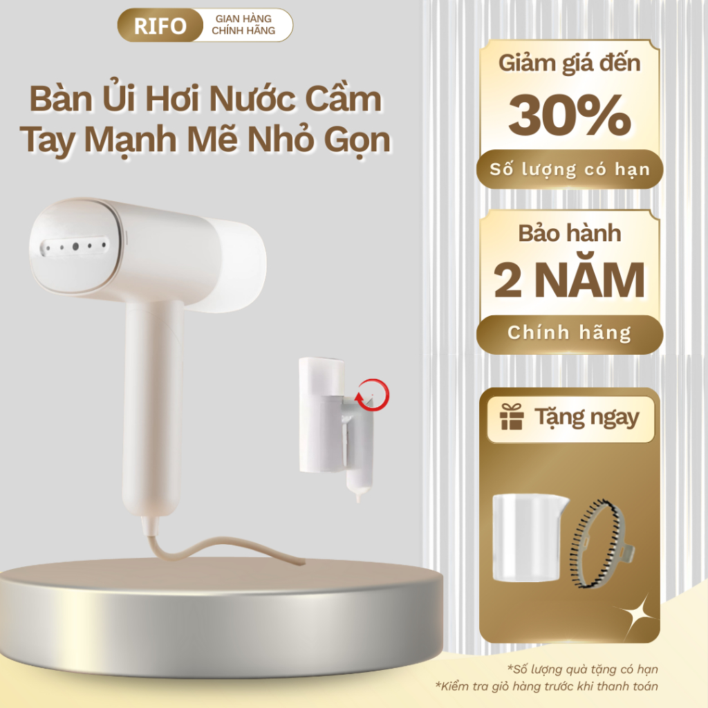Bàn ủi hơi nước cầm tay RIFO 1000W, tay cầm xoay Rubik gấp gọn, tiện mang đi du lịch RF1