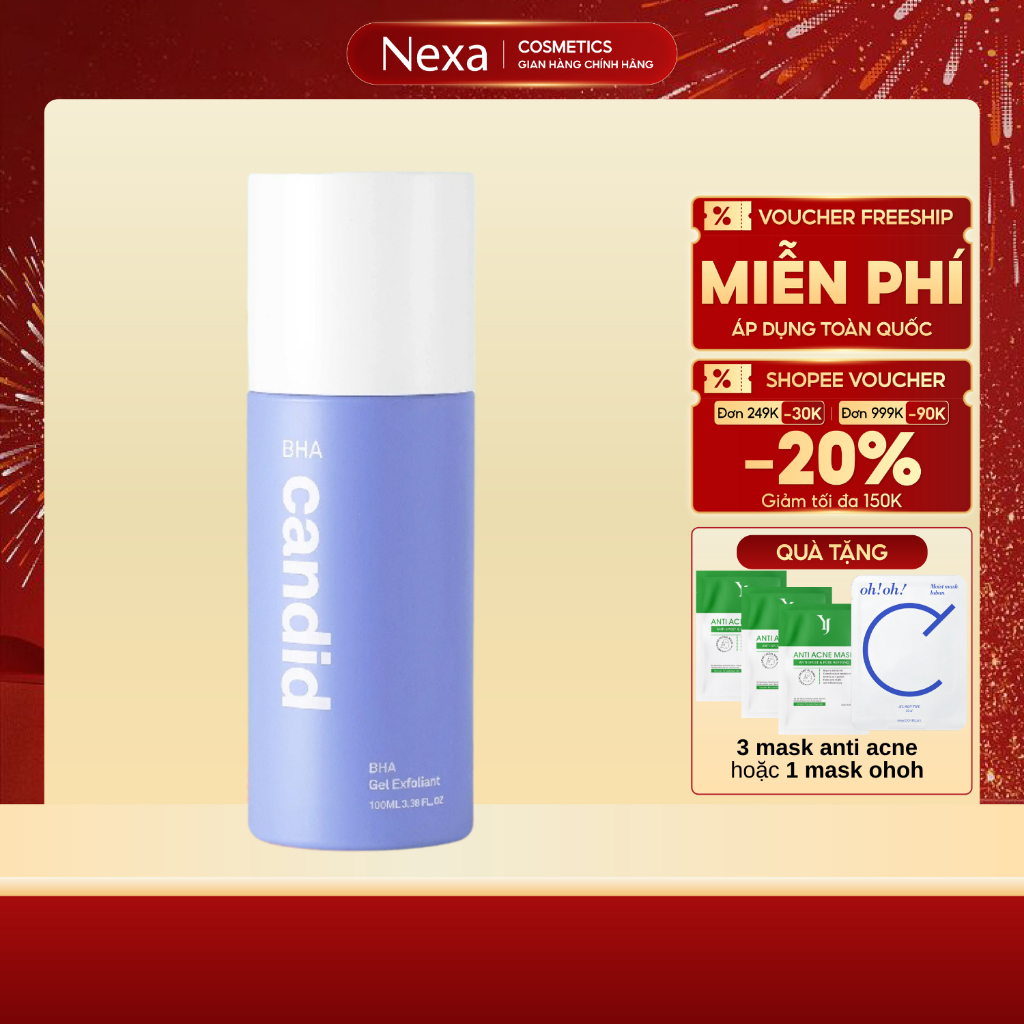 Hoạt Chất BHA Candid Tẩy Tế Bào Chết & Thông Thoáng Lỗ Chân Lông - CANDID BHA Gel Exfoliant 100ml