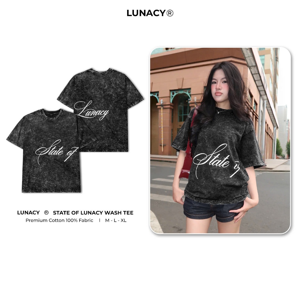 [New Arrival] Áo Thun Wash Xám State of Lunacy Tee Local Brand LUNACY Form Oversize Unisex Nam Nữ