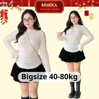  Áo thun nữ MAKKA dài tay cổ tròn đính nơ gắn ngọc dáng ôm tay loe 2 màu đen trắng siêu xinh 3943 