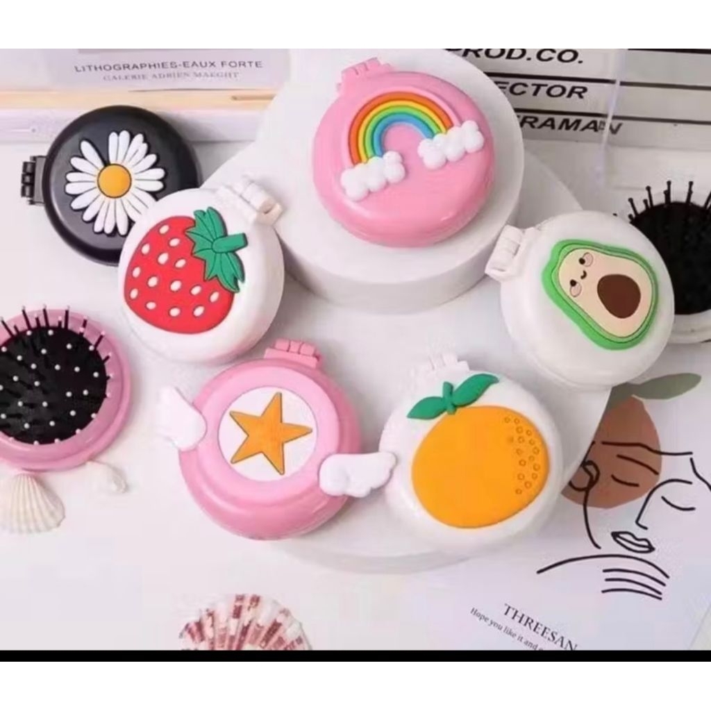 gương gấp gọn kèm lược, gương bạc gợn, gương gấp 2 mặt,gương gấp gọn dài