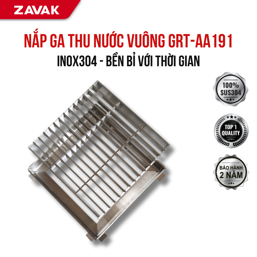 Rãnh thoát nước vuông Inox 304 ZAVAK Grating GRT-AA191
