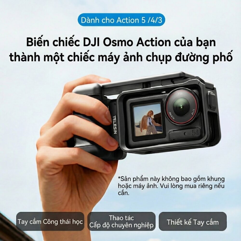 GRIP CHỤP HÌNH GẮN KHUNG DJI OSMO ACTION 5 PRO – 3 TELESIN