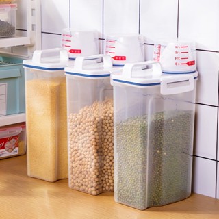 Hộp Đựng Gạo Ngũ Cốc Có Nắp Kín, Thùng Đựng Thực Phẩm Nhựa Trong vòi rót có Cốc Đong, Chống Ẩm