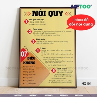 10+ Mẫu Bảng Nội Quy Công Ty, Nhà Hàng, Xưởng SX - Canvas cán tấm nền formex đóng khung viền đủ size