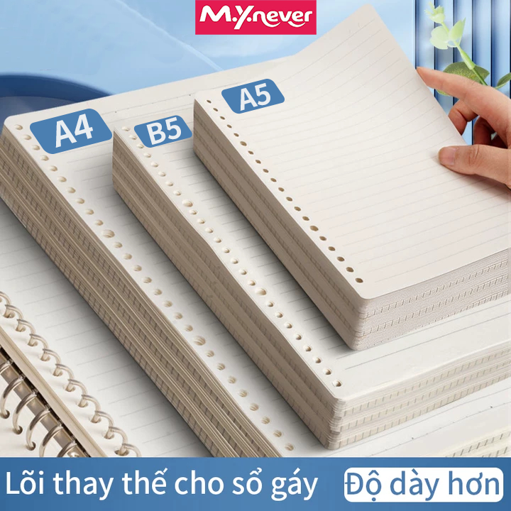 Ruột Sổ Còng Refill A4/A5/B5 120 Trang – Kẻ Ngang/Caro/Ô Vuông, Chống Lóa