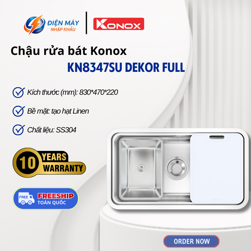 Chậu Rửa Bát Konox Workstation Sink KN8347SU Dekor – Chất Liệu Inox 304 Cao Cấp – Bảo Hành 10 Năm