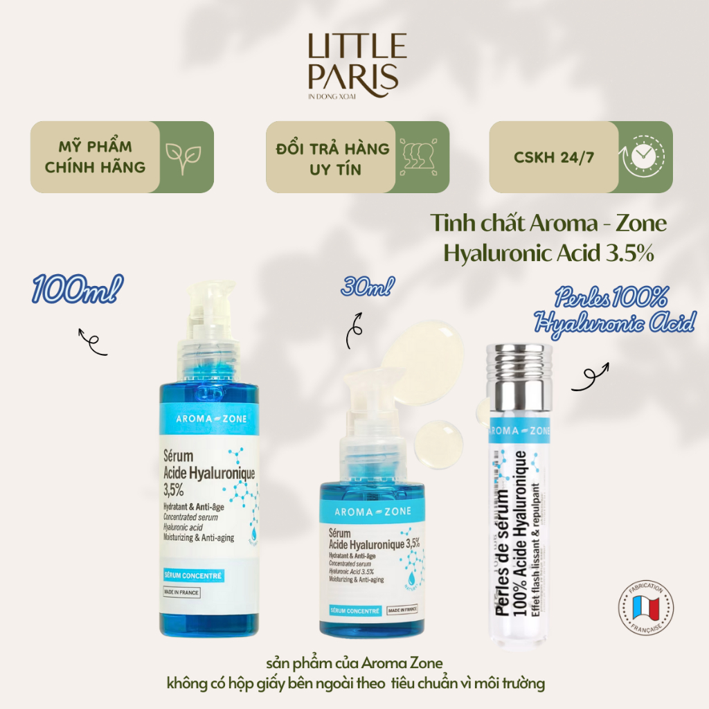 Tinh Chất Dưỡng Da Cấp Ẩm Hyaluronic Acid Serum Aroma Zone Các Size