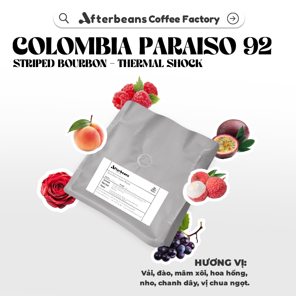 (LIMITED) COLOMBIA - Cauca Paraiso 92 - Striped Bourbon - Lychee, peach, rasoberry, rose, grape, pas