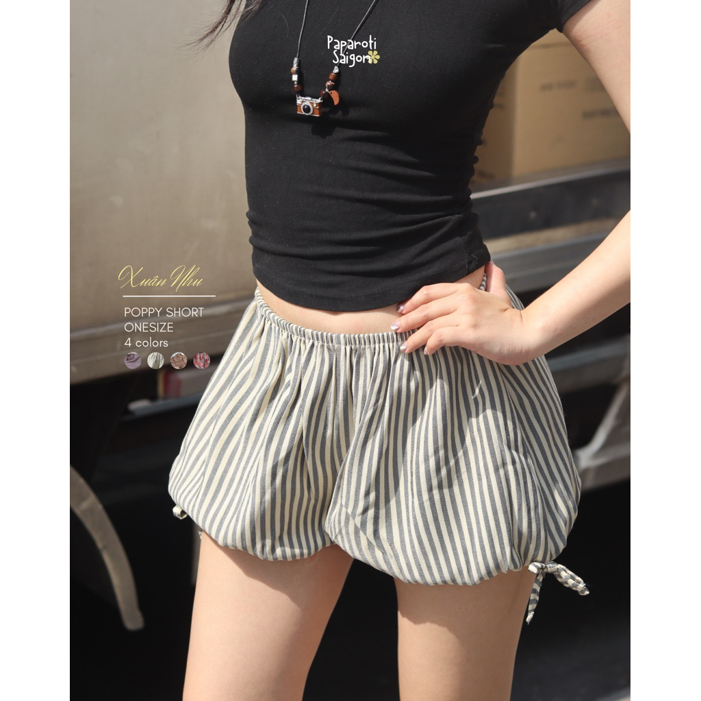 POPPY SHORT - quần ngắn dáng bí phối nơ - Paparoti.sg