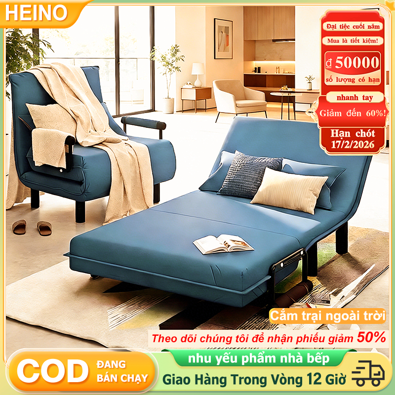 HEINO Ghế Giường Đa Năng Sofa Bed Tặng Kèm 2 Gối Ôm Cho Sinh Viên Giảm Giá 60%