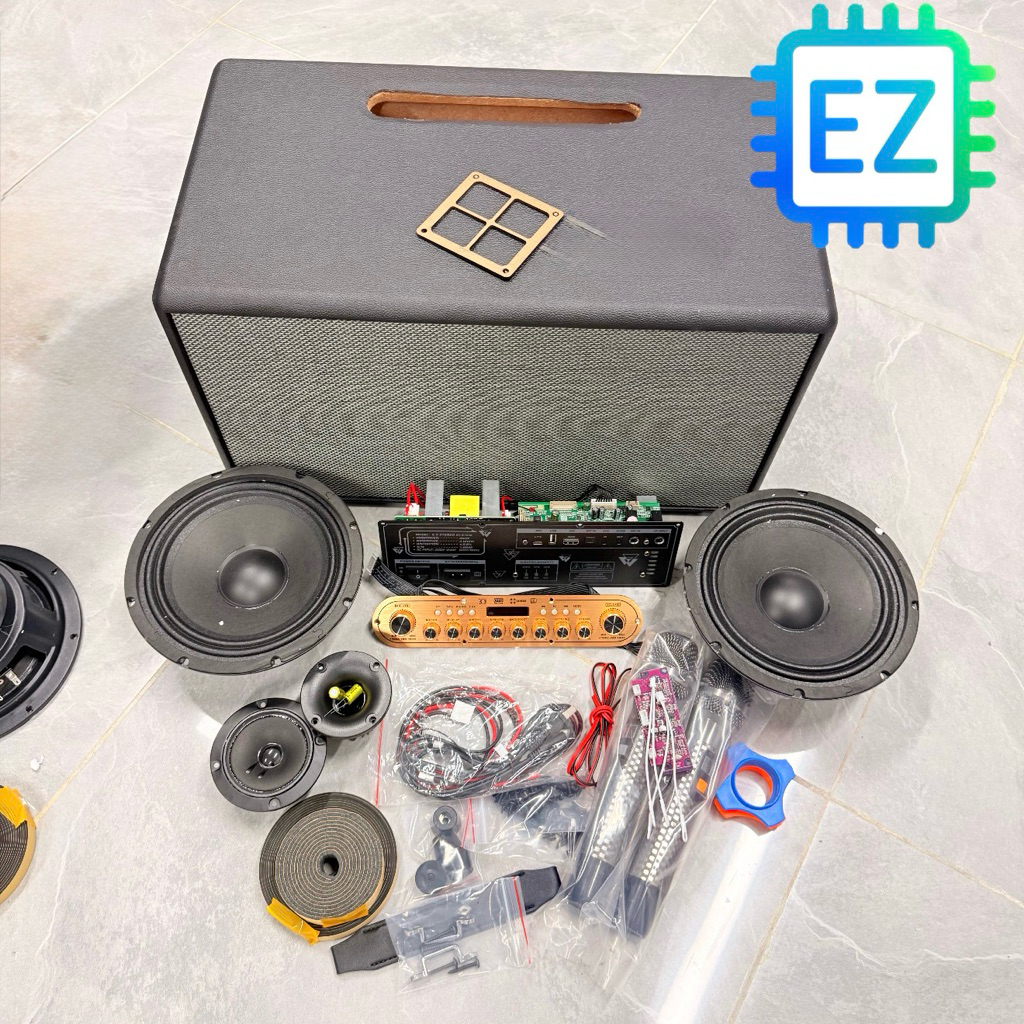 Combo đầy đủ tự làm loa karaoke quốc dân, mạch K902 bass 20, micro kim cương đầy đủ phụ kiện chỉ việ