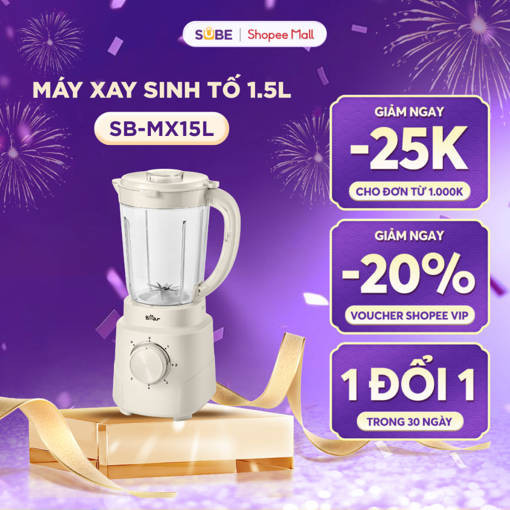 Máy Xay Sinh Tố 1.5L Bear Máy Xay Thịt Máy Xay Máy Xay Đa Năng Cối Xay Sinh Tố Máy Sinh Tố Máy Xay Đ