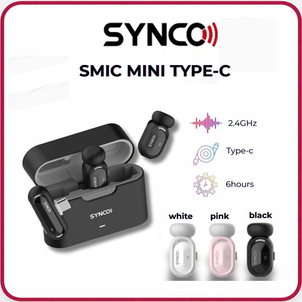 SYNCO Smic - Micro Không Dây Cài Áo Chống Ồn Mini Cho Điện Thoại Type-C, Âm Thanh 48kHz/24-bit