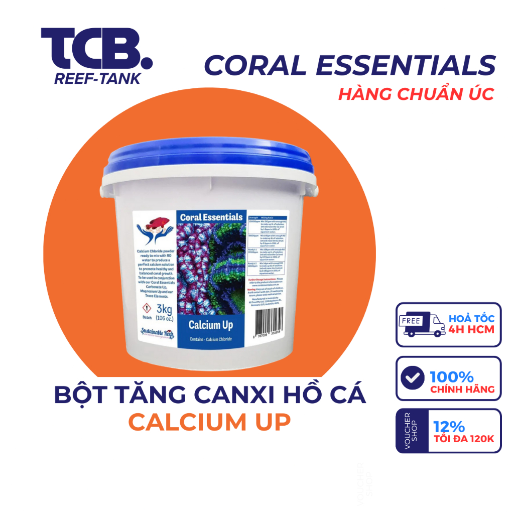 Bột pha Coral Essentials Calcium Up tăng CA bổ sung Canxi cho hồ nước mặn san hô cá biển chiết lẻ