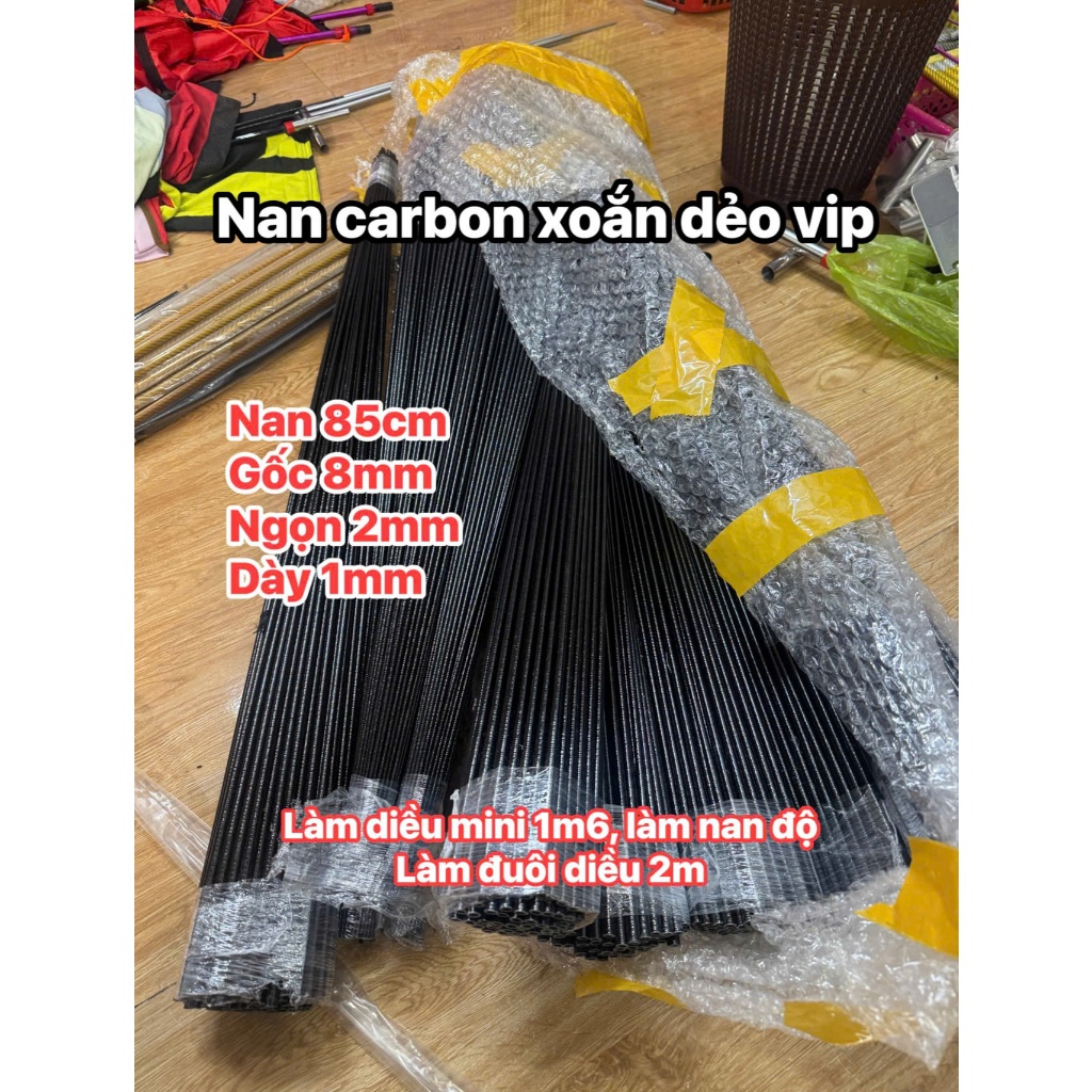 Nan carbon xoắn dẻo vip, làm diều siêu bền siêu chịu gió, làm nan độ diều