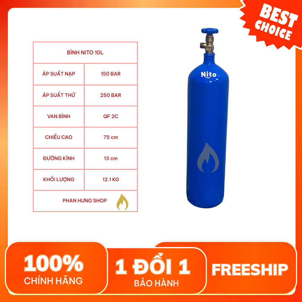 Bình Khí Nito Hàn 10 Lít, Bình Khí Nito Công Nghiệp