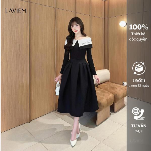 LAVIEM - Áo len trễ vai thêu chữ ONICA TOP