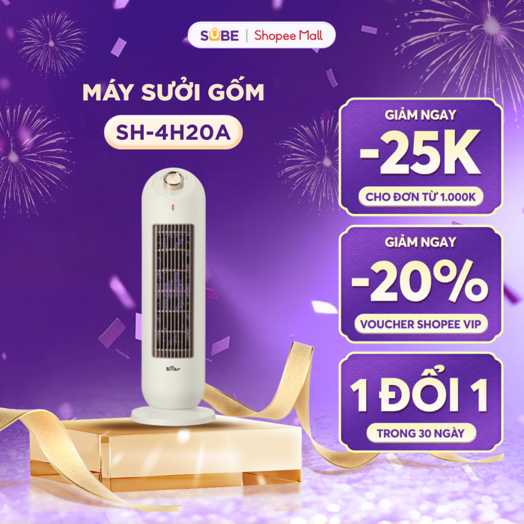 Máy Sưởi Cho Bé Sơ Sinh, Máy Sưởi Gốm Bear Màu Kem Sưởi Ấm Phòng Làm Việc, Phòng Ngủ, Không Gây Khô 