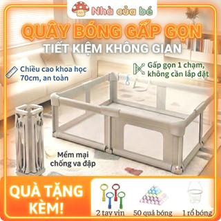 Quây Gấp Gọn 8 Góc Cao Cấp Cho Bé | Bản Nâng Cấp | Không Cần Lắp Đặt, Tặng 50 quả bóng, túi đựng, rổ bóng, tay vịn tròn