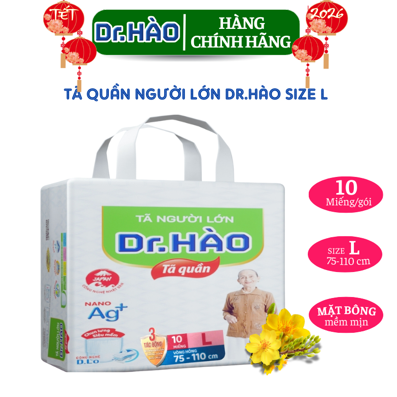 Tã Quần Người Già Dr.HÀO Bỉm Quần Dành Cho Người Lớn Size L (Vòng Hông 75-110cm)