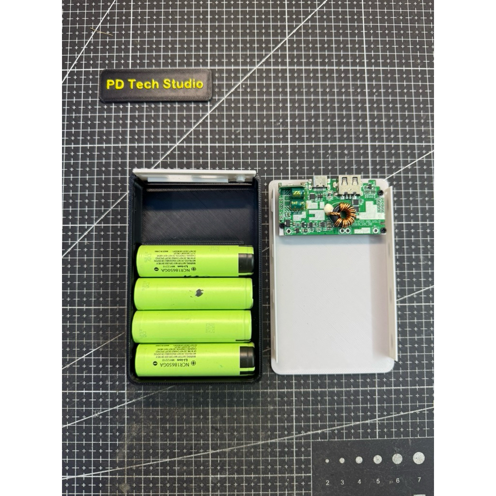 Vỏ sạc dự phòng in 3D cho mạch sạc PD 33w hệ 2S (KHÔNG KÈM MẠCH) dùng pin 18650 - PD Tech Studio