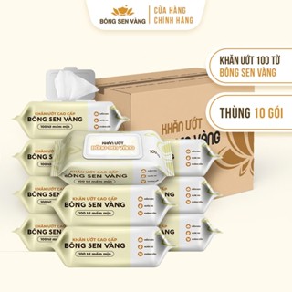 Khăn ướt cao cấp Bông Sen Vàng ,thương hiệu uy tín, không parabens dành cho em bé gói 100 tờ