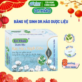  Băng vệ sinh Dr.HÀO Dược Liệu Bạc Hà Ngải Cứu 24Cm Có Cánh Mặt Vải Mát Lạnh 