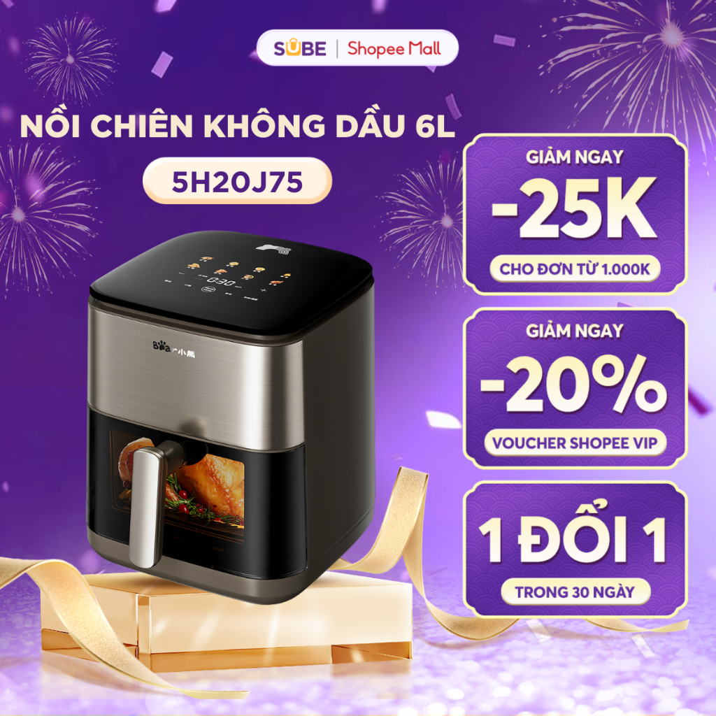 Nồi Chiên Không Dầu Bear 6L Lò Nướng Nồi Chiên Hơi Nước Nồi Chiên Lò Chiên Không Dầu Hấp Nướng Bánh 