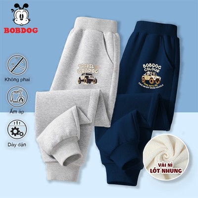 Quần lót lông cho bé trai BOBDOG, quần ấm cho bé trai chất nỉ nhung in hình ô tô ngộ nghĩnh cho bé