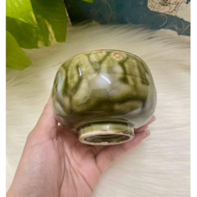 HANA HOUSE- Cốc tròn gốm Nhật 100ml - Ly uống trà/uống cafe/trồng sen-2hand Nhật