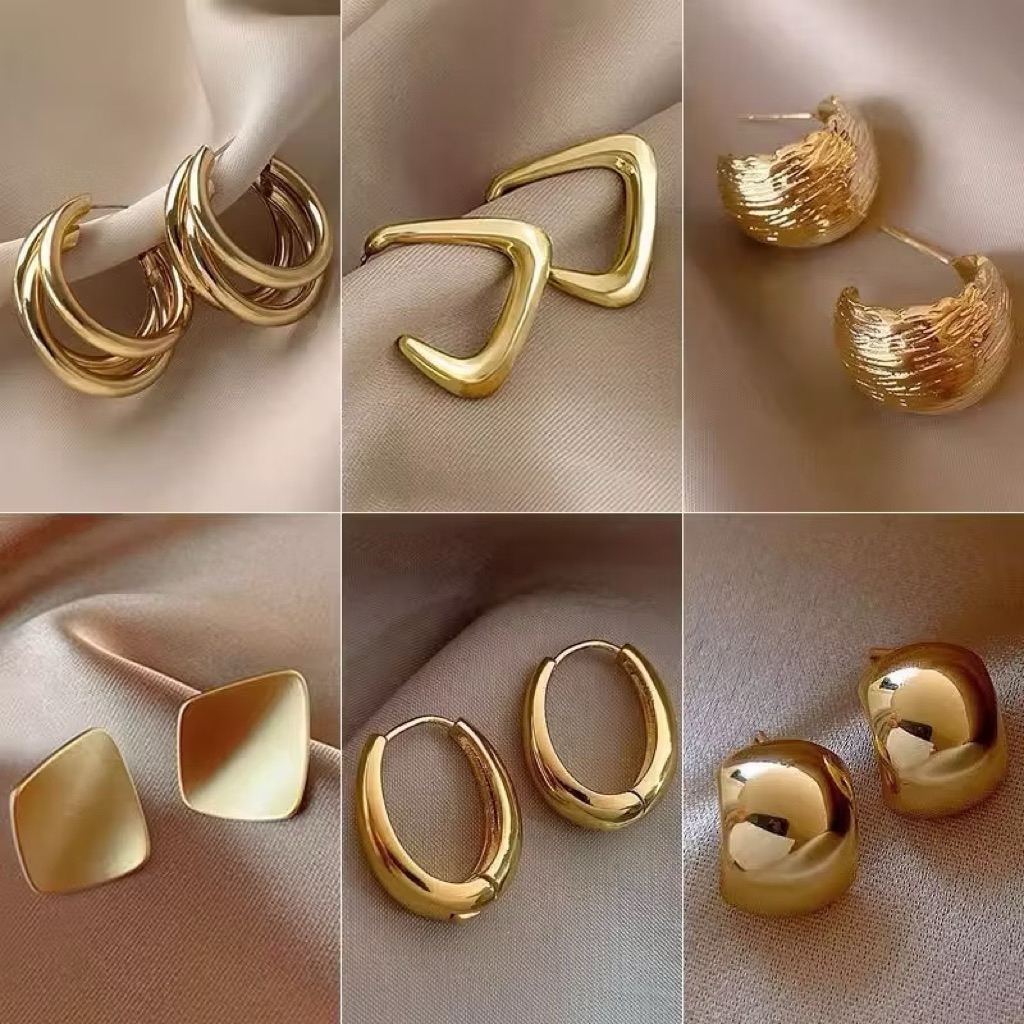 Lily.clothes- (Quà tặng) Bông tai nữ kim loại không gỉ hoạ tiết đơn giản basic sang trọng