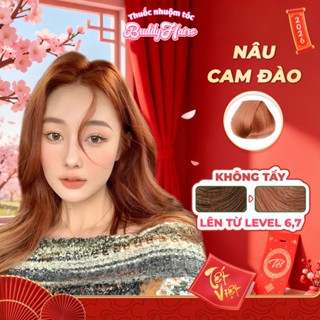  Thuốc nhuộm tóc NÂU CAM ĐÀO không cần dùng thuốc tẩy của Buddyhairs tặng kèm găng tay mũ trùm trợ nhuộm tiện ích 
