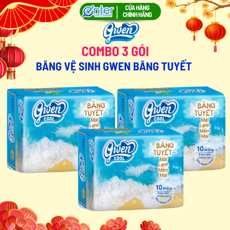 Băng Vệ Sinh Gwen Cool Băng Tuyết 10 Miếng Mặt Bông Mát Lạnh
