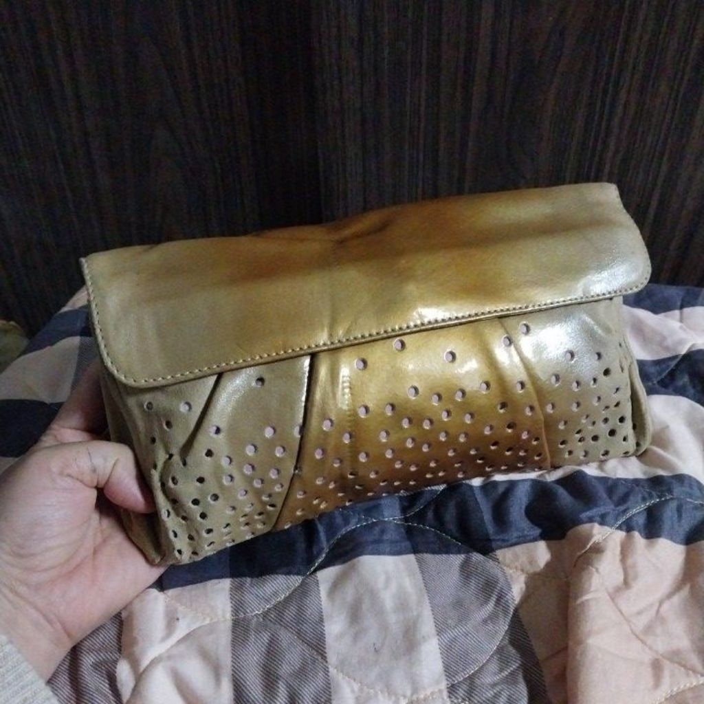 ví clutch da thật hịu McM cổ điển hàng limited si Nhật size 28x15