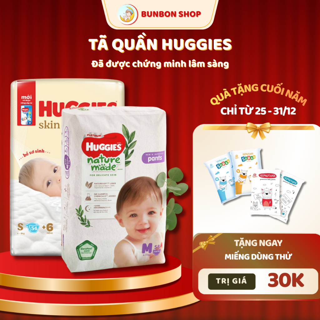 Tã quần Huggies Mega Jumbo M102+4/L100+4/XL84+4/XXL76+4, Bỉm quần Huggies Tràm Trà Ngừa Hăm Dịu Da