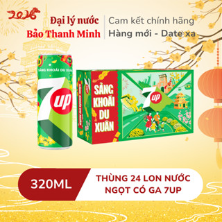   HÀNG XUÂN 2026   HỎA TỐC  Nước ngọt 7UP lon 320ml  Thùng 24 lon   Date xa  
