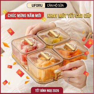  Khay Mứt Đựng Bánh Kẹo Tết 2026 Bộ 6 Hũ Có Nắp Đậy Chất Liệu Nhựa PP Cao Cấp Phong Cách Sang Trọng - UFM405 