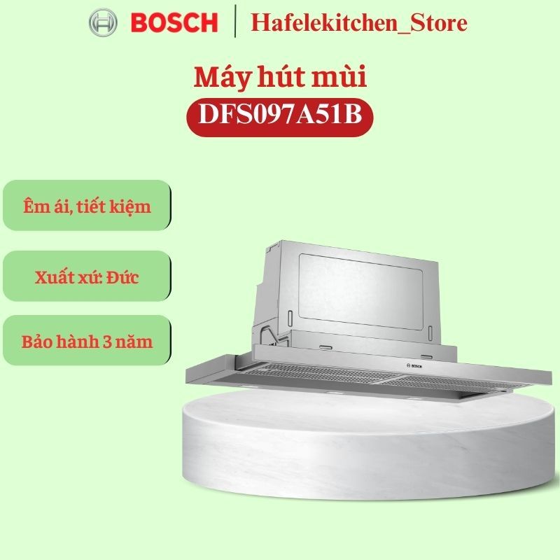 Máy hút mùi Bosch DFS097A51B Series 4 – Thiết kế trượt gọn, hút sạch mùi bếp