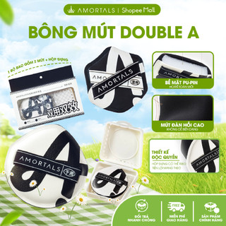  Mút Trang Điểm AMORTALS Double AA Cao Cấp Tán Kem Nền Cushion Dùng Khô Và Ướt Kèm Hộp Đựng 