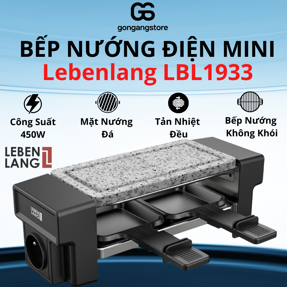 Bếp Nướng Điện Mini LBL1933 Không Khói, Chống Dính Cao Cấp, Nướng Không Dầu Mỡ, Công Suất Mạnh, Điều Chỉnh Nhiệt Độ