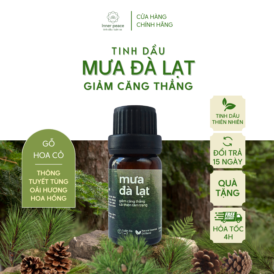 Tinh Dầu MƯA ĐÀ LẠT, Giảm Căng Thẳng INNER PEACE | Có giấy kiểm định, HD Chữa lành, Thanh tẩy
