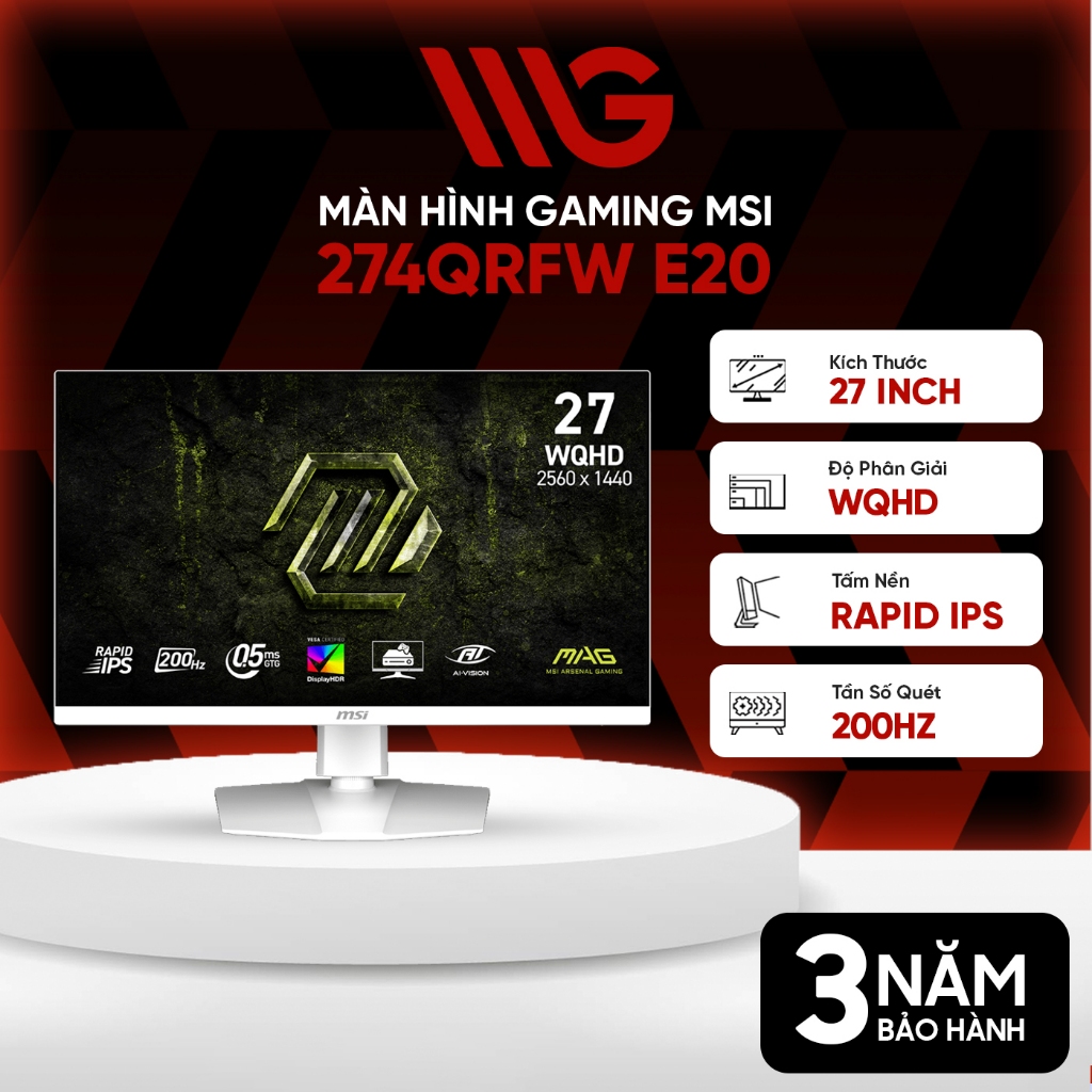 Màn hình Gaming MSI MAG 274QRFW E20 27 inch 200Hz 0.5ms 2K Rapid IPS - Bảo hành 36 tháng