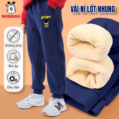 Quần lót lông cho bé trai BOBDOG, quần nỉ cho bé chất nỉ nhung mềm mịn in hình người nhện
