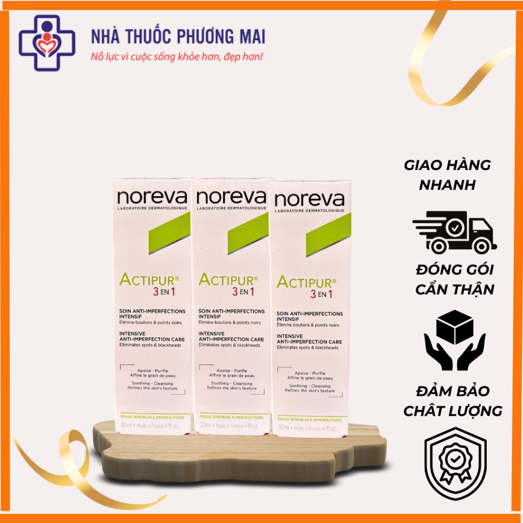 NOREVA ACTIPUR 3 En 1 Care 30ml - Kem Dưỡng Giảm Mụn Và Kiểm Soát Dầu danh cho da dầu mụn