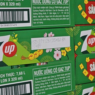 [KHÁCH XEM KĨ MÔ TẢ] Nước ngọt 7UP lon 320ml (Thùng 24 lon) (Date xa)