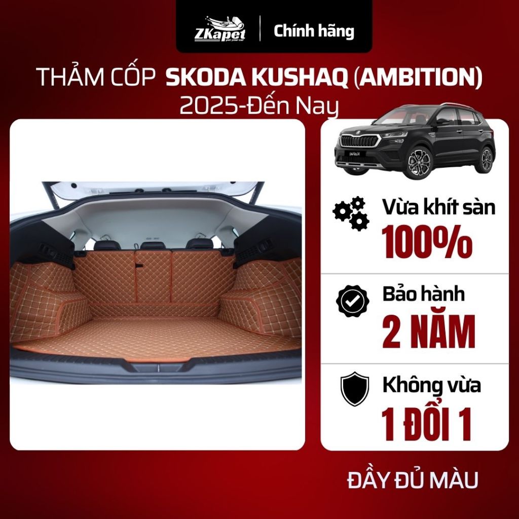 Thảm Lót Cốp Và Ốp Lưng Ghế Xe Skoda Kushaq (Ambition) 2025-Đến Nay 5 chỗ   ZKAPET